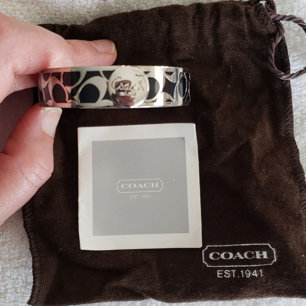 Coach Black & Silver clasp-closure bangle